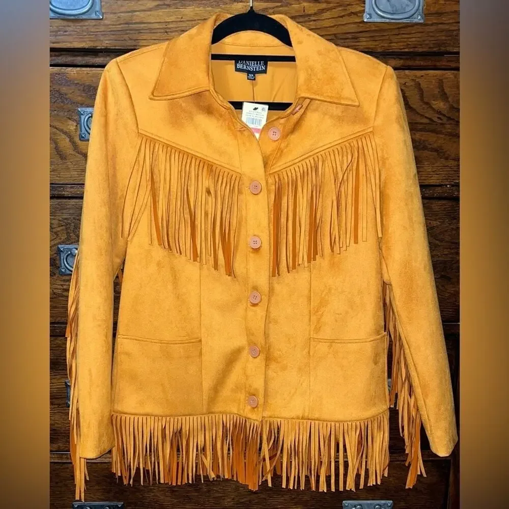 NWT! Danielle Bernstein Faux-Suede Fringe Jacket - Picture 6 of 8